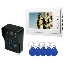 Yobang Security 7 인치가정/사무실 보안 도어 벨 인터폰 시스템 RFID 암호 도어 카메라 비디오 도어 폰 흰, 03 816MJSA11