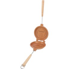 샌드위치 그릴 테플론 가공 코팅 및 단단한 목재 핸들 양면 베이킹 빵 아침 식사 팬케이크 토스트 오믈렛 용 균일 가휠라