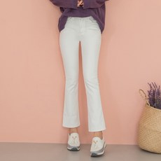 진마니아 본딩 기모 부츠컷 화이트 스판 여성 겨울 청바지