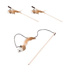 [바른펫] 패브릭 고양이 쥐 낚시대 막대 장난감 오뎅꼬치 CA44, 3개