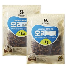 [친절한도그씨] 빈즈라이크 오리 목뼈 2kg (1kgx2팩) 대용량 애견간식, 2개, 상세 설명 참조, 1kg - 강아지간식오리목뼈