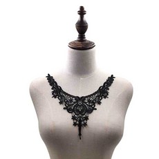 열매 생활 1 pc 3d 꽃 칼라 레이스 자 수 블랙 레이스 neckline 고리 diy 바느질 드레스 소재 신부 레이스, black^0