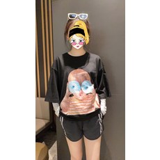 adlv 아크메드라비 가을과 겨울 여섯 번째 세대 도넛 반팔 패턴 노란색 줄무늬 소년 티셔츠