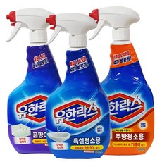 유한락스 욕실청소+주방청소+곰팡이제거제 600ml 스프레이, 3개