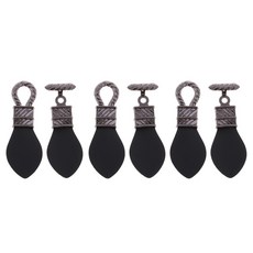 QDY 금속 후크 코트 패스너 DIY 블랙 3 쌍 PU 가죽 토글 버튼