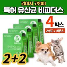  반려견 애완견 반려묘 개 강아지 고양이 100억 생유산균 유산균 리얼 비피더스 후코이단 장 면역력 건강 영양제 가루 분말 파우더, 4박스 