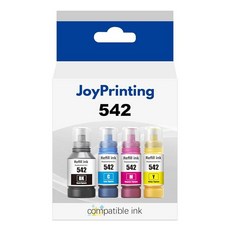 JoyPrinting Epson 542 잉크 리필 병 호환 잉크 교체품 마젠타 엡손 ET-16600 ET-5800 ET-5850 ET-5880 ET-16650 ST-C8000 S, 1BK1C1M1Y