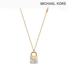 Michael Kors 마이클코어스 골드 화이트 펄 패드락 목걸이 MKC1039AH710