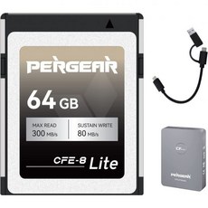 PERGEAR CFE-B Lite 64GB Cfexpress Type-B 메모리 카드 사진용 80MB/s의 안정적인 지속 쓰기 속도 및 경량 비디오 사진 촬영용 로우 비트 레이트, PERGEAR CFE-B Lite 64GB Cfexpr