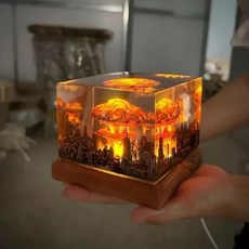 핵 폭발 폭탄 버섯 구름 램프 불꽃 없는 램프 안뜰 거실 장식 3D 야간 조명 충전식 직송, 01 1PC