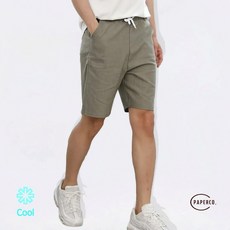 페이퍼코 남자 린넨 반바지 여름 밴딩 5부 팬츠
