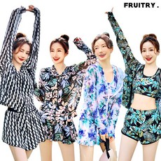 [후르츠라이] [빠른출고]여린 M~2XL 집업 여성 래쉬가드세트 루즈핏 래시가드 빅사이즈, 옵션:04도브 / 사이즈:XL