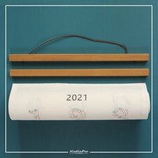 2021년 자수 캔버스 달력 패브릭 원목 벽걸이 달력, 2021 숫자