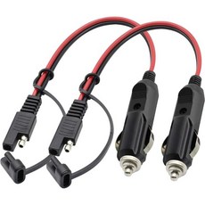 SAE 궐련 라이터 배터리 케이블16AWG 12V 여성 플러그SAE 2핀 퀵 릴리스 연결 해제 커넥터 플러그 어댑터 연장 충전 케이블(스위치 포함)(2.4m/7.8피트F), 0.3m-Male-2Pack