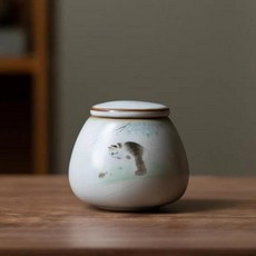 도자기 재떨이 밀폐 화장 장례 유골 작은 동물 애완 강아지 고양이 기념관 벽난로 매장 적합, 1개