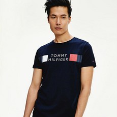 타미힐피거 [남성] 코튼 로고 페인팅 반소매 티셔츠 T12A1TPO110MT1 DW5 반팔