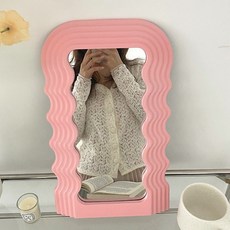 헤이루미 물결 웨이브 탁상 거울, 핑크