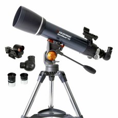Celestron 아스트로마스터 천체망원경 굴절식 코팅렌즈 높이 조절 가능한 삼각대 추가 천문 소프트웨어 패키지 포함 70AZ