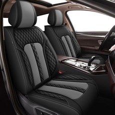 AOMSAZTO 카시트 커버 뷰익 앙코르 GX 20202024 가죽 차량 쿠션 시트 프로텍터 자동차 풀 세트 5 방수 호환 에어백 블랙, #086-Black&Gray, Front Set Seat Covers, 1개