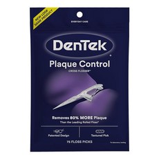 DenTek Cross Flosser 플라크 컨트롤 치실 픽 X자형 치실 75개, 75 Count (Pack of 1), 1개