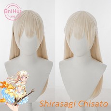 『아니후타기시라사기치사토 위그 BanG Dream 파스텔 팔레트 코스프레 합성 여성 머리 밴도리 시라사기 치사토 게임 코스튬
