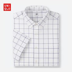 남성 루즈핏 셔츠 남방 남성 seersucker 체크 무늬 셔츠 (반소매) 416944 Uniqlo UNIQLO