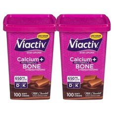 바이액티브 칼슘 비타민 D3 밀크초콜릿 저당 100소프트츄 2팩 Viactiv Calcium +Vitamin D3