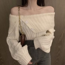 퐁순싸롱 오프숄더 루즈핏 예쁜 풀 오버 섹시 그물 니트 SH