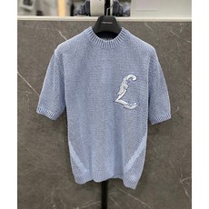 리버클래시 24S/S 블루 메쉬짜임 라운드넥 세미오버핏 반팔 니트(LKS51360)