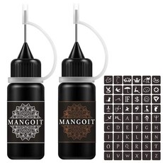 MANGOIT 임시 타투 키트 주근깨 타투 반 영구적 인 타투 세트 54 PCS 셀프 접착 타투 StencilsBlack &, 상세페이지참조, Black&Brown