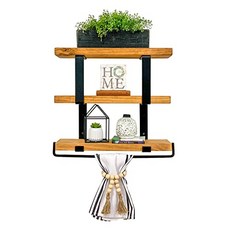 Ziggy Tiered Wall Shelf with Towel Rail (Walnut 24 인치) (Walnut 24 inch)