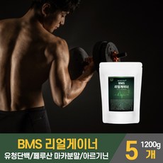 리얼게이너 마시는 단백질 보충제 분말 가루 대용량 헬스보충제 게이너 운동전후 벌크업 고칼로리 프로틴 담백질 푸로틴 분리유청단백질 페루산 마카분말 남성 여성 먹는법, 5개, 1200g