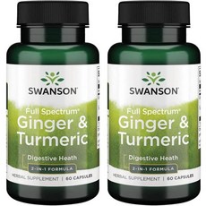 스완슨 Swanson 플 스펙트럼 Ginger & Turmeric 60 Capsules, 2, 4개, 60정