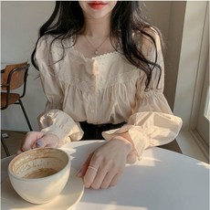 빈티지 레이스 봄옷 블라우스 긴팔 2021