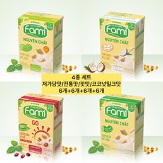 Fami 베트남 파미 두유|Vinasoy/4종세트| 팟맛+저가당맛+전통+코코넛밀크맛, 24개, 200ml