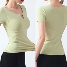 후암마켓 편안한 필라테스복 캡내장 요가 셔링 반팔 티셔츠