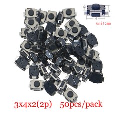 자동차 원격 제어 키 버튼 터치 마이크로 스위치 DIY 모듬 푸시 택트 리셋 미니 리프, 3x4x2 2p 50pcs, 3x4x2 2p 50pcs, 50개