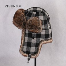 VISON 혼방 남녀 털모자 귀마개 빅사이즈 비니 방한모, XL(62cm), 회색
