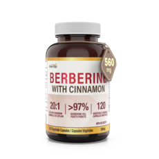 베르베린 1000mg 120식물성캡슐 실론 시나몬 2400mg 추가 함유 허바 캐나다, 1개, 120정