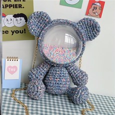 퀄트 창의적 봉제 수공예로짠 가방 diy재료 풀세트 손뜨개 크로스백여성 귀여운 코디가잘되는 스스로제작, T15-인디고(재료+동영상 강의)[ 컬러 볼)-S67