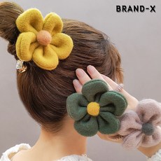 [브랜드엑스] 니트 믹스 빅 플라워 울 머리끈