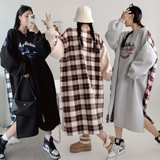 렛잇샤인 오버핏 기모 겨울 빅사이즈 홈웨어 라비 롱원피스