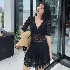 빅사이즈 여성 수영복 여름 섹시 대흉강탁 뚱뚱한 200근 배가리기 슬림핏 온천 분체 뭉실뭉실, 블랙 D컵