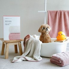 피버 강아지 고양이 소프트 극세사 타월 펫타올 (핑크+아이보리) 2p, 1개