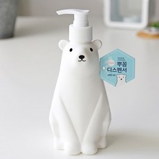 뿌꼼 북극곰 디스펜서 샴푸통 세제통 리필용기 450ml, 02.뿌곰 디스펜서 450ml+라벨스티커, 1개