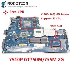 NOKOTION-VIQY1 NM-A032 Rev 1.0 메인 보드 레노버 ideapad Y510P 15.6 "노트북 마더 GeForce GT755M/GT750, 02 1366x768 support i7