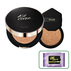 클리오 킬커버 픽서쿠션 기획세트 [본품+리필 구성]+(증정)클렌징오일티슈 5매, 2호 란제리