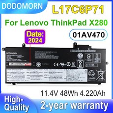 DODOMORN 노트북 배터리 레노버 씽크패드 X280 L17M6P71 L17L6P71 01AV470 01AV471 01AV472 SB10K97619 11.4V 48Wh 용, 1개