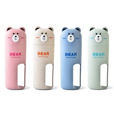 귀여운 곰돌이 뚜껑있는 칫솔 케이스 휴대용 양치컵 답례품 치약 보관 컵, 1개, 200ml