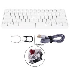 SK61 휴대용 60% 기계식 키보드 Gateron 광학 스위치 백라이트 핫 스왑 L4MD|키보드|, 1개, 단일, BGateron brown